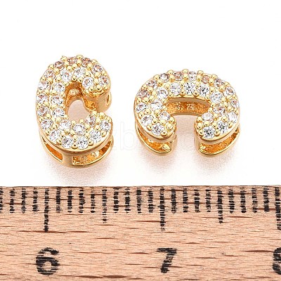 Brass Micro Pave Clear Cubic Zirconia Beads KK-T071-17G-C-1