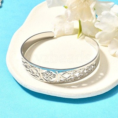 Non-Tarnish 304 Stainless Steel Cuff Bangles BJEW-M234-02P-1