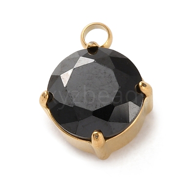 304 Stainless Steel Micro Pave Cubic Zirconia Pendants STAS-K292-01G-13-1