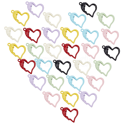32Pcs 8 Colors Spray Painted Alloy Pendants PALLOY-DR0001-01-1