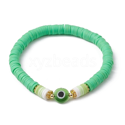 7Pcs 7 Color Polymer Clay Heishi Surfer Stretch Bracelets Set BJEW-JB09639-1