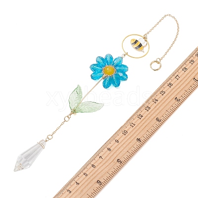 Alloy Enamel Bee & Glass Flower Crystal Suncatcher HJEW-TA00475-04-1
