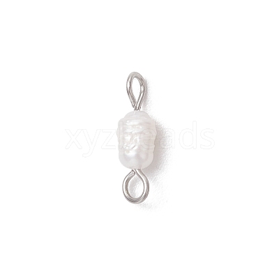 Natural Cultured Freshwater Pearl Potato Links Connector Charms PALLOY-JF04173-01-1