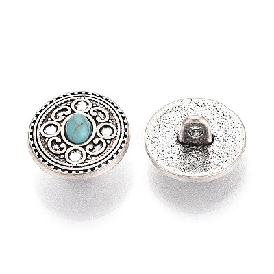 Zinc Metal Alloy & Natural Turquoise Buttons LS-BUTT-WH0057-001A-AS-1