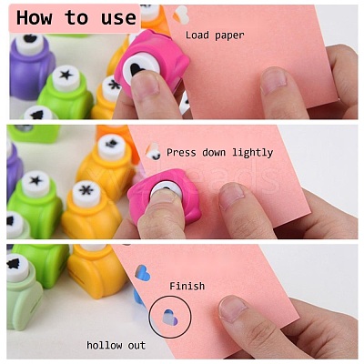 Random Single Color or Random Mixed Color Mini Plastic Craft Paper Punch Sets for Scrapbooking & Paper Crafts AJEW-L051-17-1