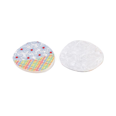 Plaid Theme Printed Acrylic Pendants OACR-T028-05D-1