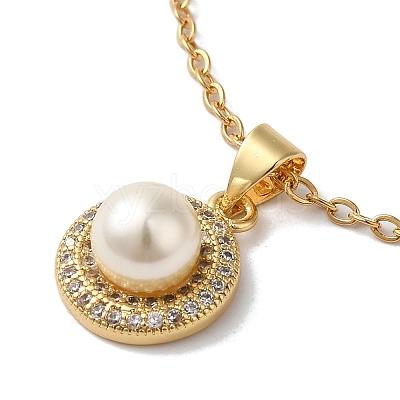 Brass Micro Pave Cubic Zirconia Pendant Necklaces NJEW-H486-16G-1-1