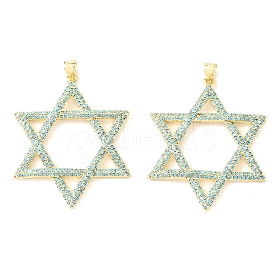 Brass Micro Pave Sky Blue Cubic Zirconia Pendants CU-CBA6938-04G-01-1