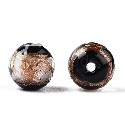 Handmade Gold Sand Lampwork Beads LAMP-T019-12mm-01-1