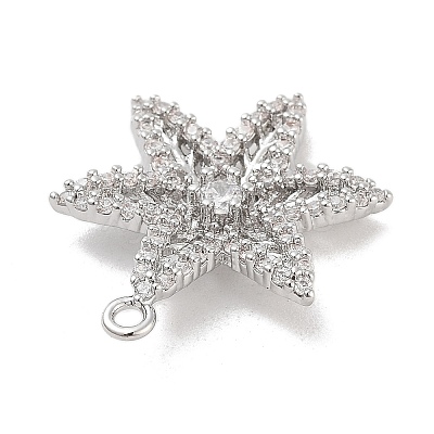 Brass Pave Clear Cubic Zirconia Pendants KK-Z061-09P-02-1
