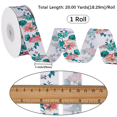 1 Roll Single Face Printed Polyester Grosgrain Ribbons SRIB-CY0001-12A-1