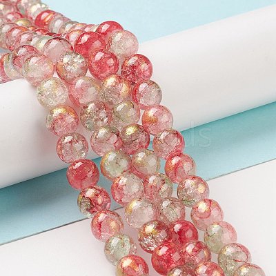Baking Paint Crackle Glass Bead Strands X1-DGLA-R053-03D-1