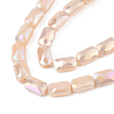 Electroplate Opaque Solid Color Glass Beads Strands EGLA-N002-25-B05-1