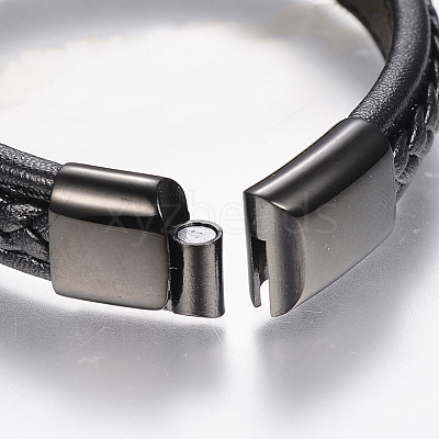 Braided Leather Cord Bracelets BJEW-H561-10C-1