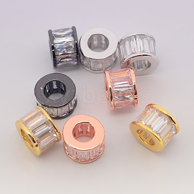Brass Micro Pave Cubic Zirconia European Bead ZIRC-N002-25M-1