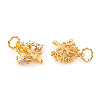 Brass Micro Pave Cubic Zirconia Charms KK-I672-44G-1