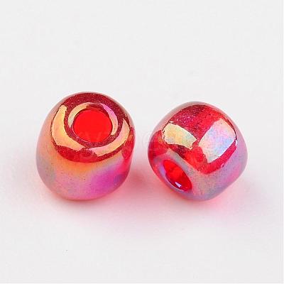 Transparent Rainbow Colours Round Glass Seed Beads X-SEED-A007-4mm-165-1