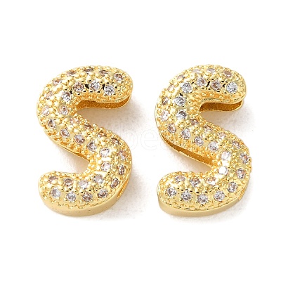 Rack Plating Brass Micro Pave Cubic Zirconia Slide Charms KK-C084-34G-S-1