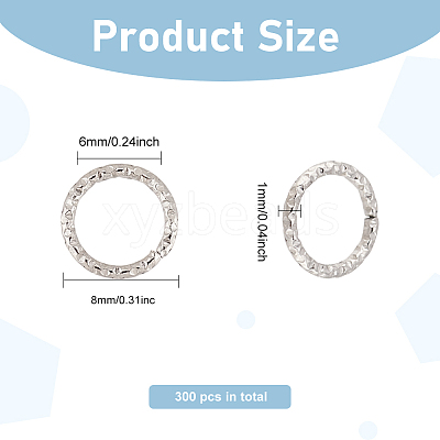 300Pcs 304 Stainless Steel Open Jump Rings STAS-DC0011-97-1