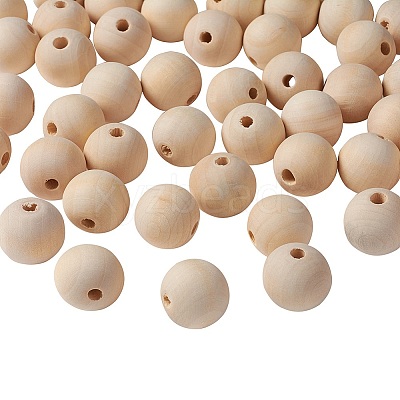 Natural Unfinished Wood Beads WOOD-S651-25mm-LF-1