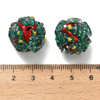 Christmas Theme Polymer Clay Rhinestone Beads with Resin RESI-Z045-01B-1