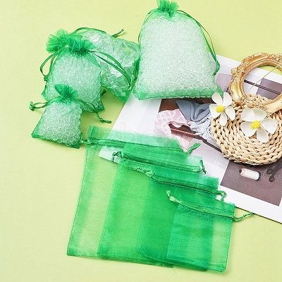 30Pcs 4 Styles Rectangle Organza Bags Jewellery Storage Pouches Wedding Favour Party Mesh Drawstring Gift OP-FS0001-01D-1