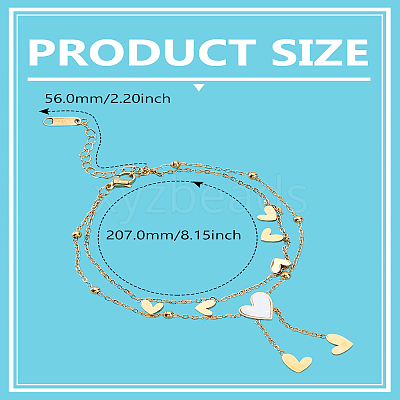 1Pc Heart Stainless Steel Shell Anklets AJEW-LP0007-57-1