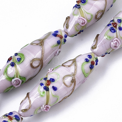 Handmade Gold Sand Lampwork Beads Strands LAMP-T007-02B-1