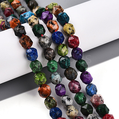 Dyed Natural Sesame Jasper Beads Strands G-T139-8mm-47A-1