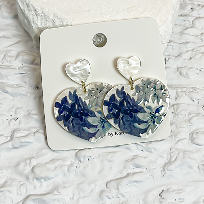 Printed Acrylic & Stud Dangle Earrings WG0012F-04-1