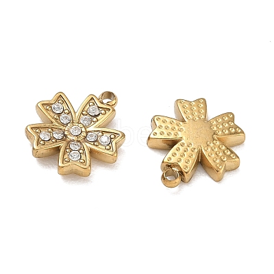 304 Stainless Steel Micro Pave Clear Cubic Zirconia Charms CU-CBAF0F8-03F-G-1