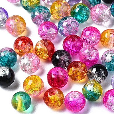 Transparent Crackle Baking Paint Glass Beads DGLA-N033-10-1