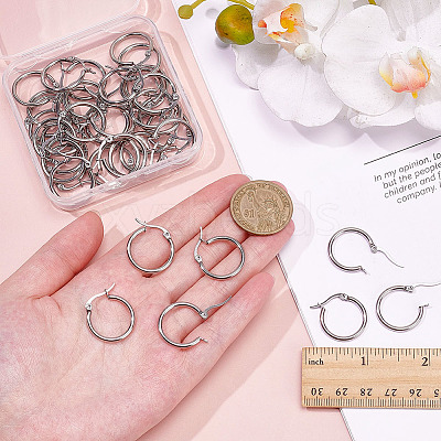 40Pcs 304 Stainless Steel Hoop Earrings for Women EJEW-ME0001-11-1