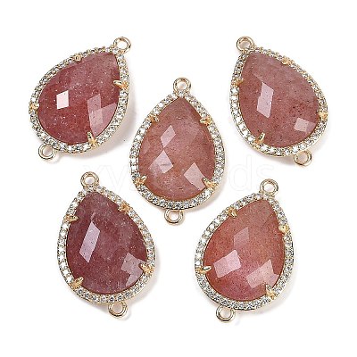 Natural Strawberry Quartz Faceted Teardrop Links G-B126-03G-05-1