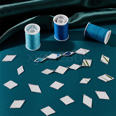 300pcs 3 style Rhombus Acrylic Mirror Sew on Rhinestone DIY-PH0013-84-1
