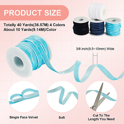 40 Yards 4 Colors Single Face Velvet Ribbon SRIB-TA0001-35A-1