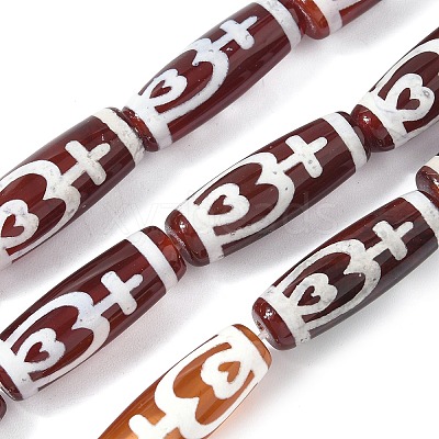 Rice Shape Tibetan Style dZi Beads Strands G-A269-A07-01-1