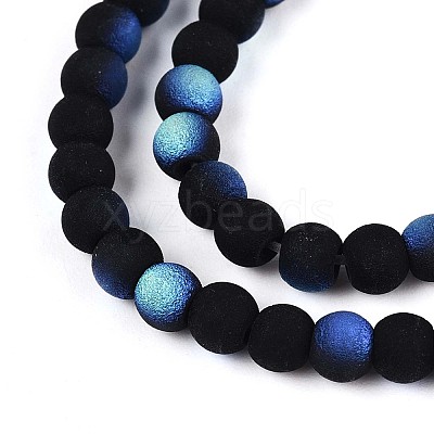 Frosted Opaque Glass Beads Strands GLAA-T032-P4mm-MBB01-1