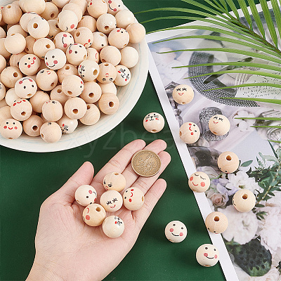 140Pcs 6 Styles Natural Wood European Beads WOOD-OC0003-58-1