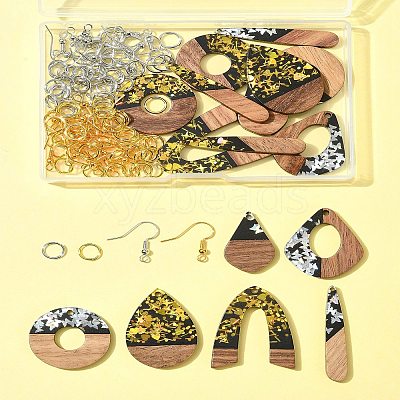 DIY Opaque Resin & Walnut Wood Earring Making Kits DIY-FS0007-84-1