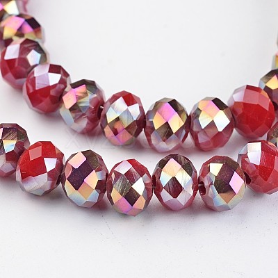 Electroplate Glass Beads Strands EGLA-P018-8mm-H01-1A-1