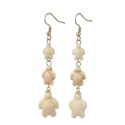 Dyed Tortoise Synthetic Turquoise Dangle Earrings EJEW-JE07362-01-1