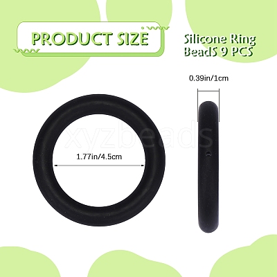 9Pcs Ring Food Grade Eco-Friendly Silicone Beads JX895A-1