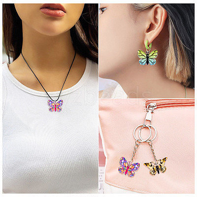 30Pcs 3 Styles Printed Translucent Acrylic Pendants OACR-TA0003-32-1