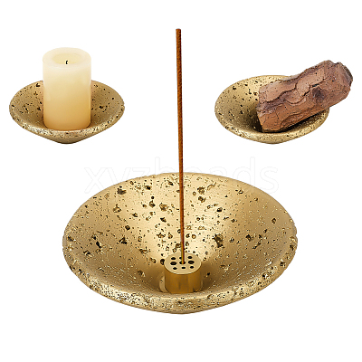Cement & Brass Incense Burners Holder AJEW-WH0596-609-1