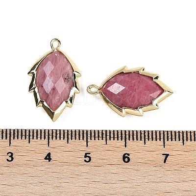Natural Rhodonite Faceted Leaf Pendants G-I375-04G-12-1