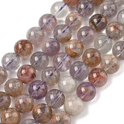 Natural Purple Phantom Quartz Purple Lodolite Quartz Beads Strands G-L644-D01-10mm-1