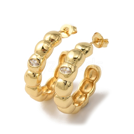 Brass Round Stud Earrings EJEW-F314-07G-1