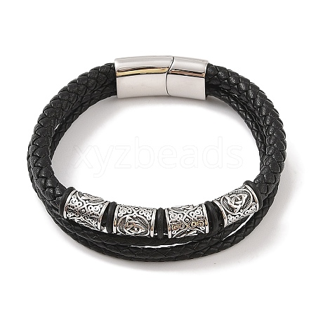 Braided Microfiber Leather Multi-strand Bracelets BJEW-B096-24AS-1