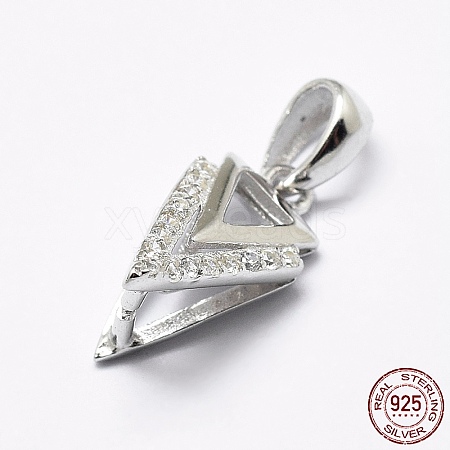 Anti-Tarnish Rhodium Plated 925 Sterling Silver Micro Pave Cubic Zirconia Pendant Bails STER-E053-33P-1